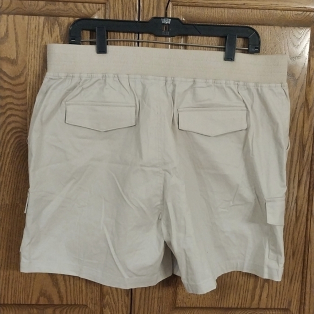 Anrabess NWT Women's XL Khaki Casual Hiking Cargo Shorts 6 Pockets Elastic Waist - Picture 6 of 8